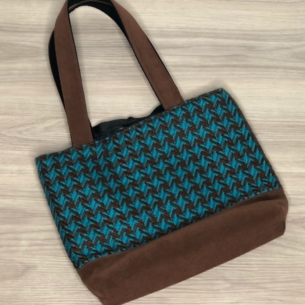 Anna Street studio blue, brown & black reversible purse